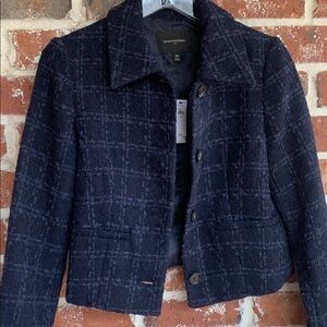 Banana Republic‎ Factory Women’s Navy Plaid Cropped Jacket NWT XS